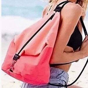Victoria’s Secret Limited Edition Pink Peach Canvas Color Block Backpack NEW